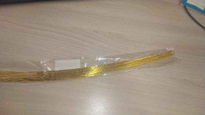 Фотография покупателя товара Проволока для изготовления искусственных цветов "Золотая" длина 40 см сечение 0,7 мм - Фото 1