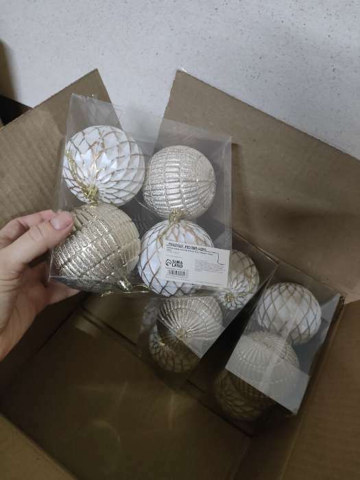 Фотография покупателя товара Ёлочные игрушки «Авива», шары новогодние, набор 4 шт., d=8 см, сетка, золотистый - Фото 4