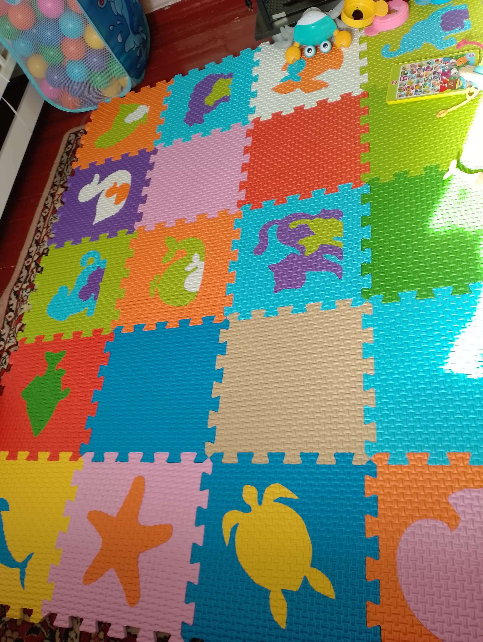 Фотография покупателя товара Мягкий коврик - пазл «Животные», 9 деталей, универсальный - Фото 1