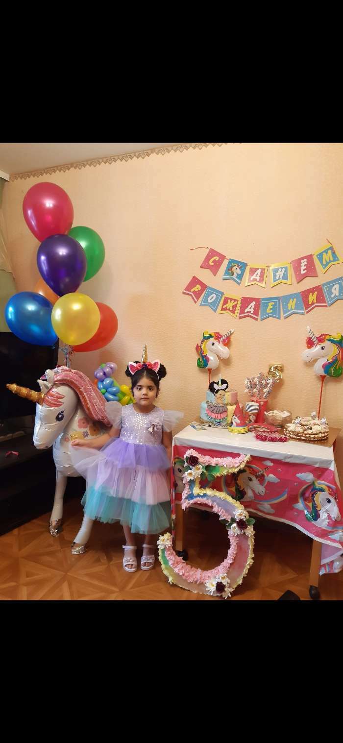 Фотография покупателя товара Воздушный шар фольгированный 46" «Единорог», под воздух - Фото 1