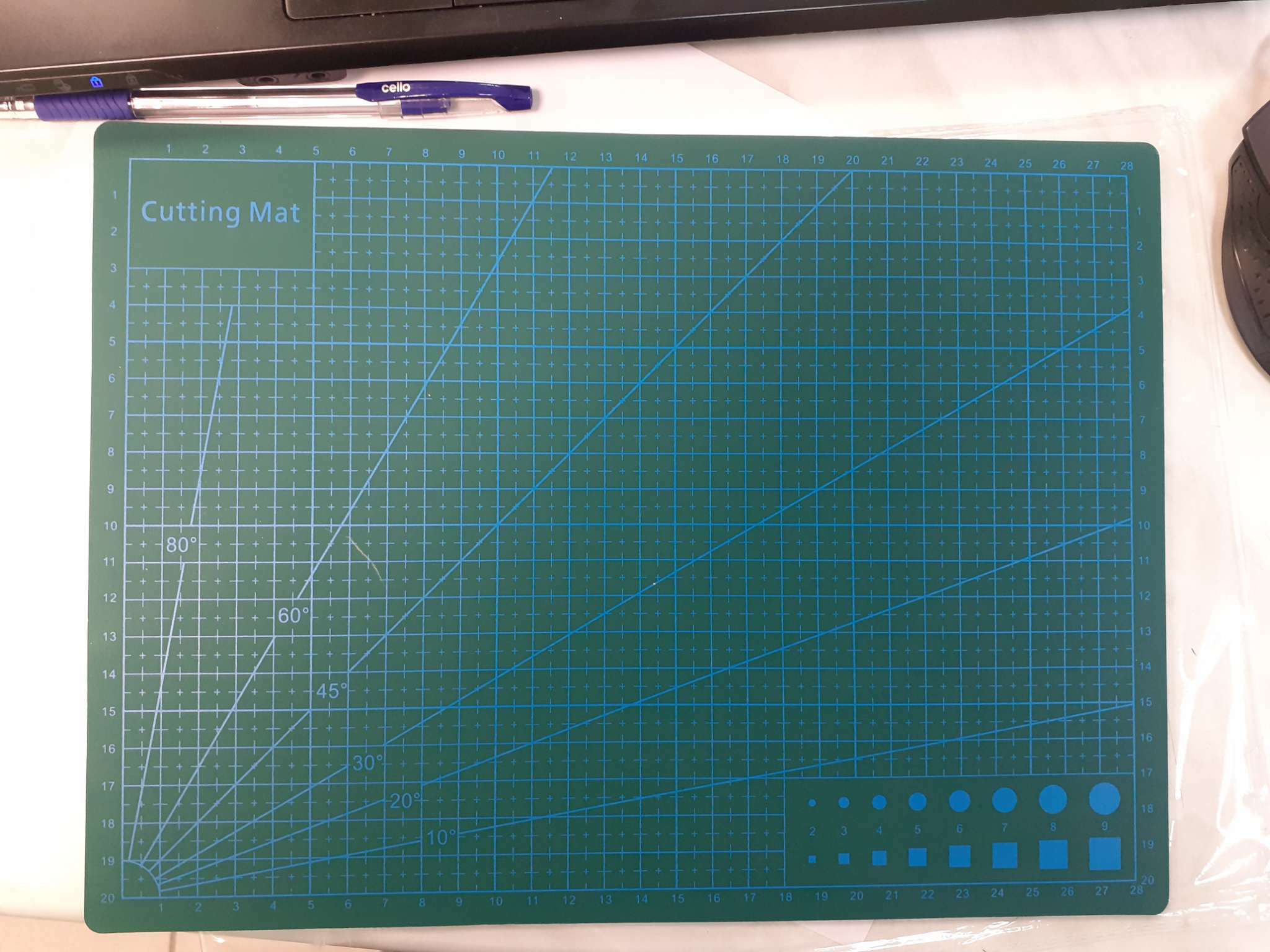 Фотография покупателя товара Мат для резки, трёхслойный, 60 × 45 см, А2, цвет зелёный - Фото 2