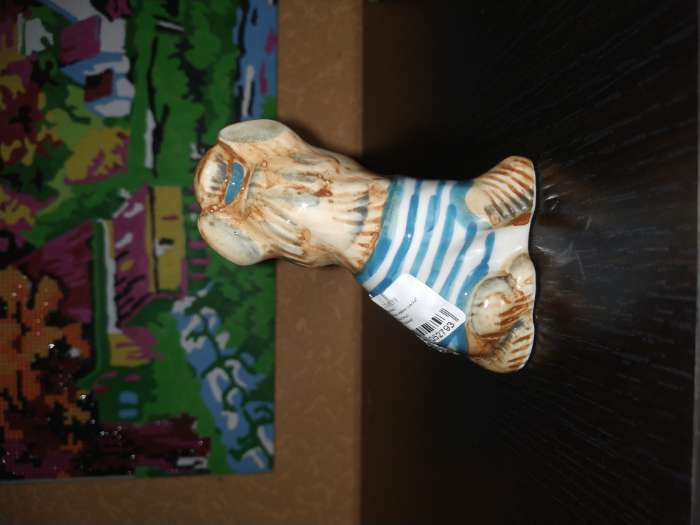 Фотография покупателя товара Статуэтка фарфоровая "Йоркширский терьер маечка синяя", 8 см, авторская роспись - Фото 2
