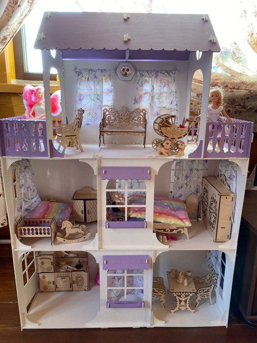 Фотография покупателя товара Конструктор «Большой кукольный дом», без мебели и текстиля, фанера — 3 мм, этаж: 33 см - Фото 3