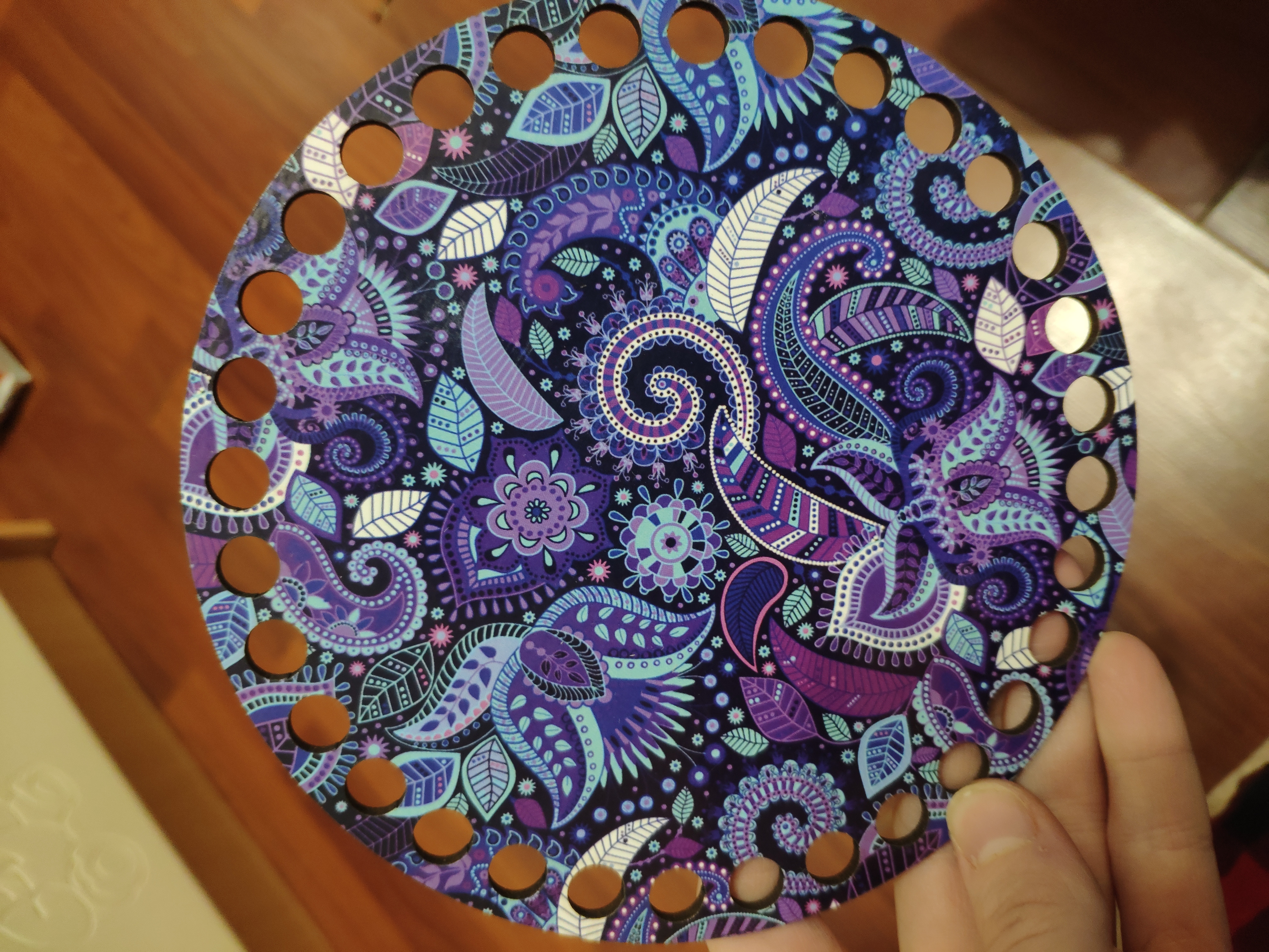 Фотография покупателя товара Заготовка для вязания "Круг Ночь морского дна", донышко ДВП, размер 15 см - Фото 2