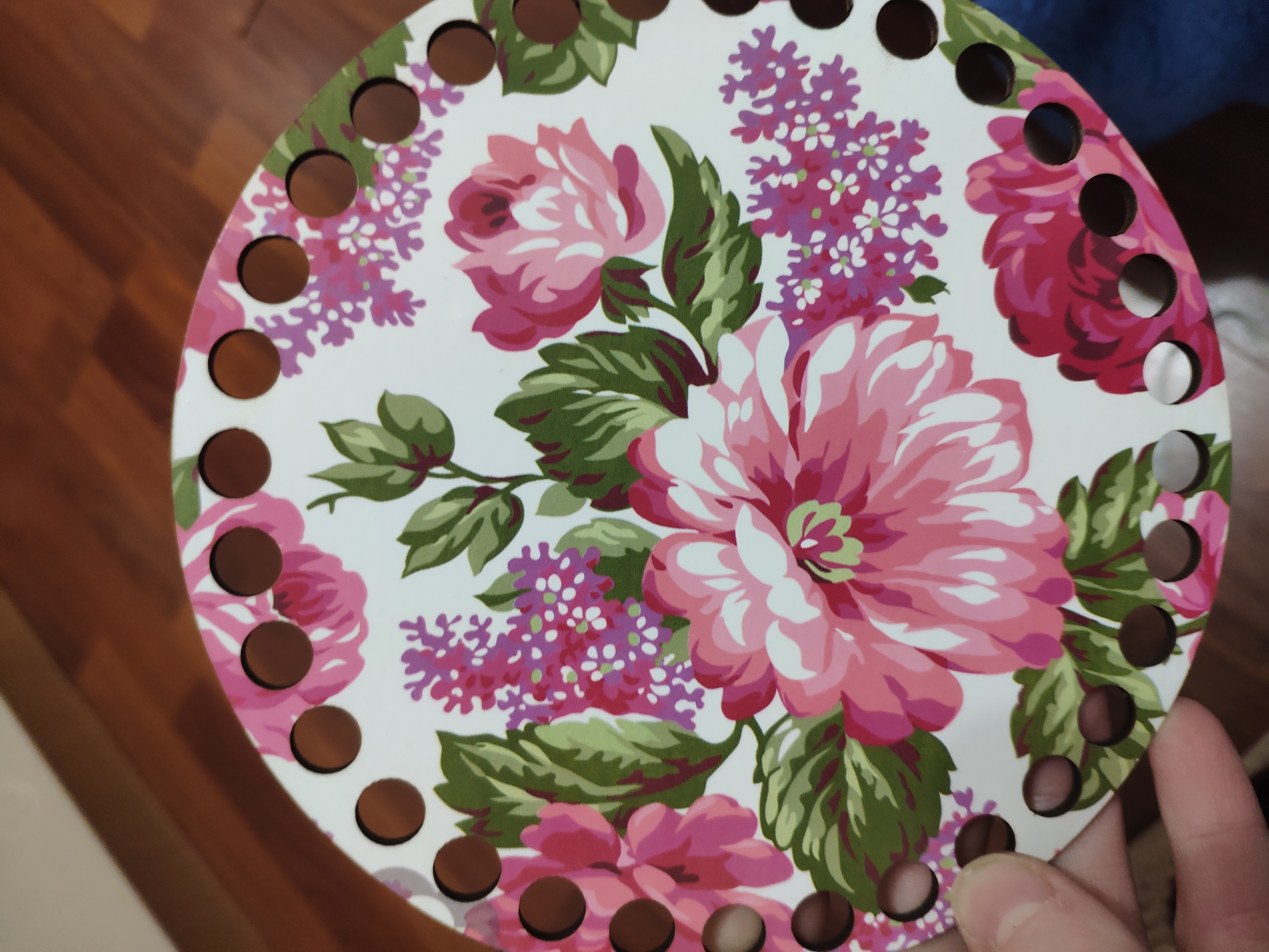 Фотография покупателя товара Заготовка для вязания "Круг Цветник", донышко фанера, размер 15 см - Фото 1