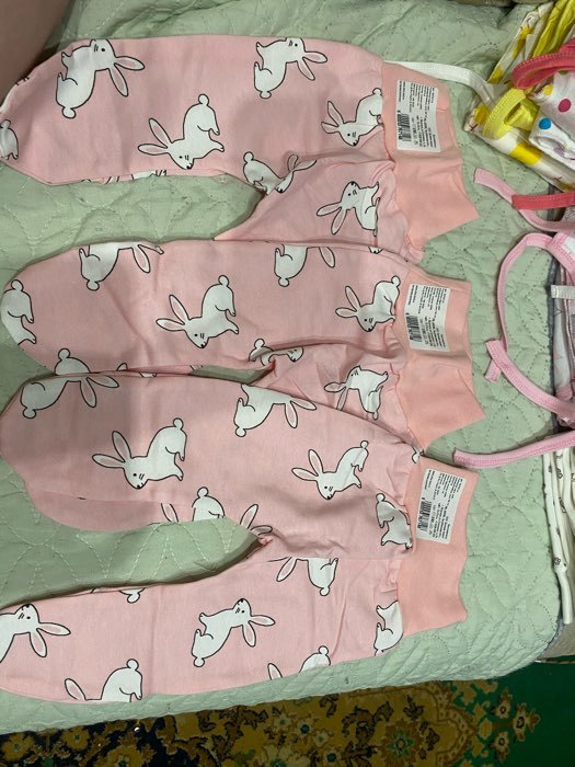 Фотография покупателя товара Ползунки евро, цвет розовый/зайцы, рост 56 см - Фото 1