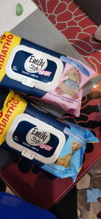 Фотография покупателя товара Влажные салфетки для детей, Emily Style 100 +20 штук (+20% БЕСПЛАТНО) - Фото 1