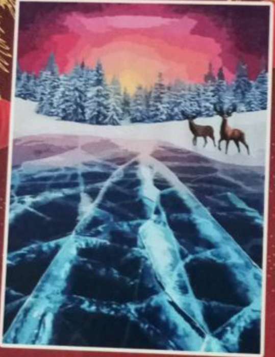 Фотография покупателя товара Картина по номерам на новый год на холсте с подрамником «Зимнее озеро», 40 х 30 см - Фото 2