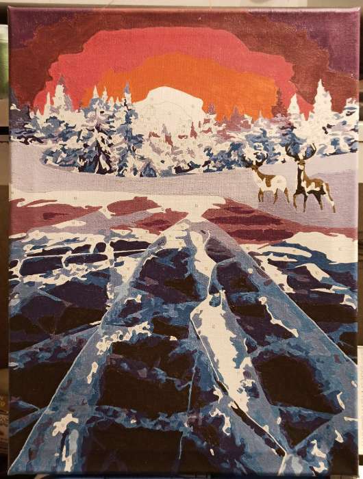 Фотография покупателя товара Картина по номерам на новый год на холсте с подрамником «Зимнее озеро», 40 х 30 см - Фото 1