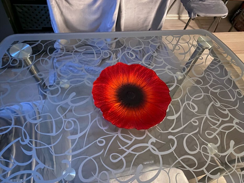 Фотография покупателя товара Блюдо «Маки», d=28 см, цвет красный