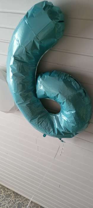 Фотография покупателя товара Шары воздушные фольгированные 40" «Цифра 6», нежно-голубой - Фото 11