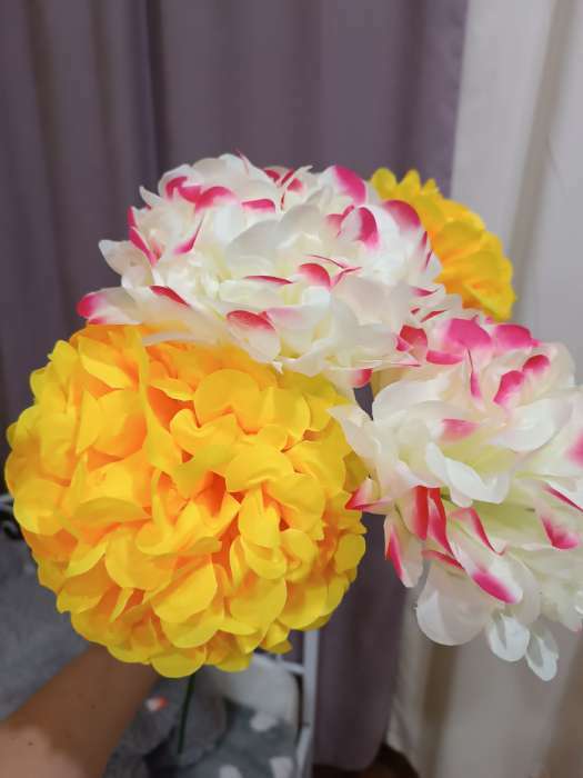 Фотография покупателя товара Цветы искусственные "Герань королевская" 16х60 см, жёлто-розовый