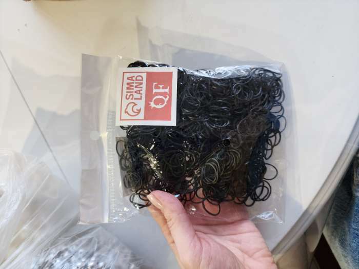 Фотография покупателя товара Силиконовые резинки для волос, набор, d = 1,5 см, 50 гр, цвет чёрный - Фото 1