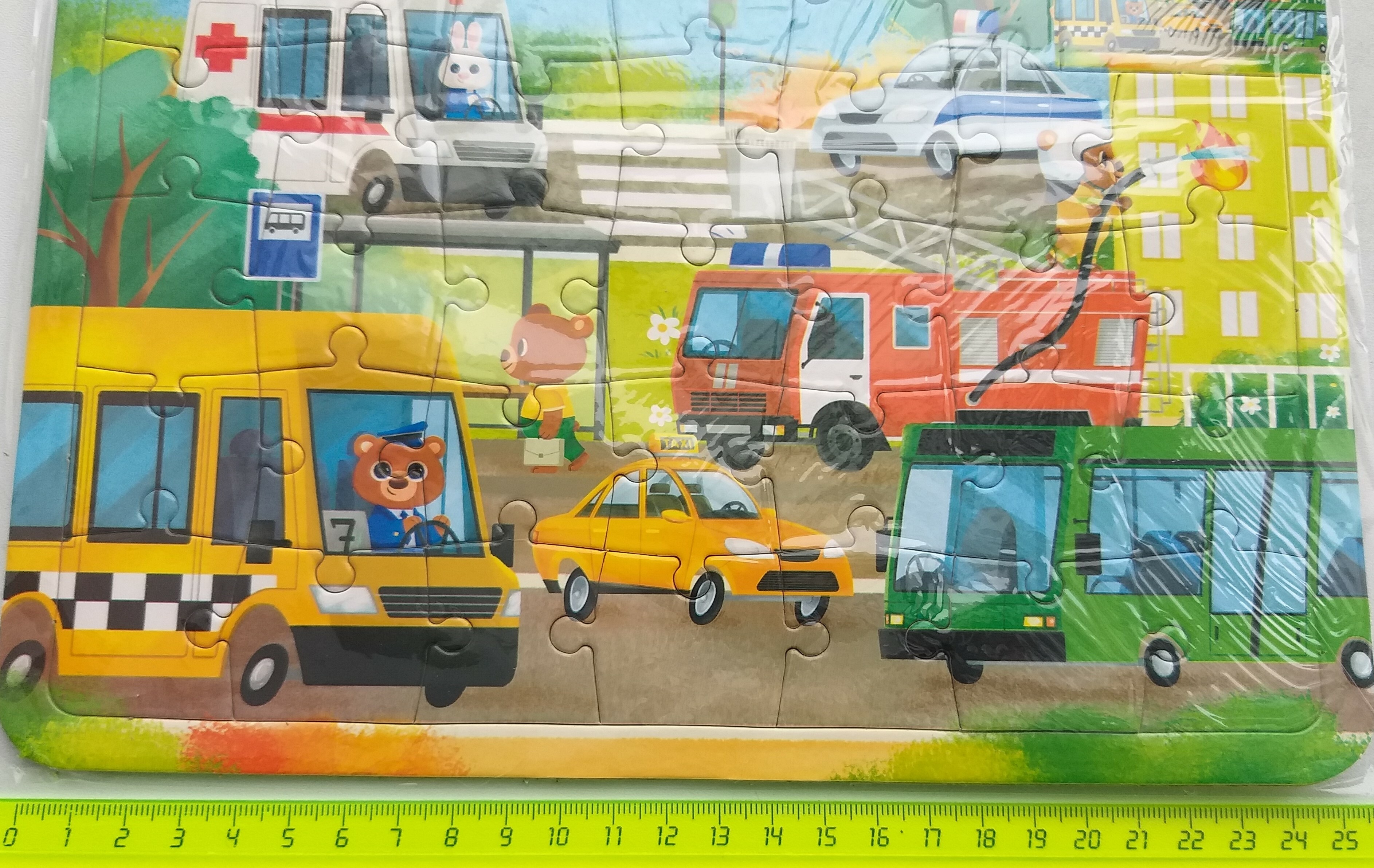 Фотография покупателя товара Пазл в рамке «Полезные машины», 34 детали + раскраска