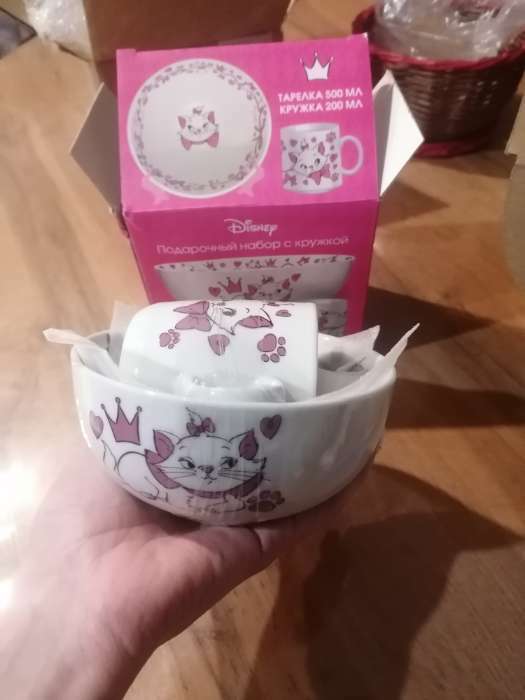 Фотография покупателя товара Набор детской посуды, 2 предмета: салатник, кружка "Кошечка Мари", Коты Аристократы