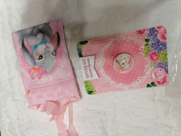 Фотография покупателя товара Детский подарочный набор Зайка: сумка + брошь, цвет розовый