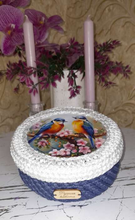 Фотография покупателя товара Донышки для вязания 2 в 1 «Птички на яблоне», круг 15 см, хдф 3 мм