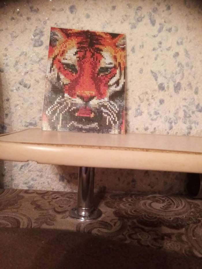 Фотография покупателя товара Алмазная мозаика с полным заполнением на холсте «Тигр», 15 х 21 см