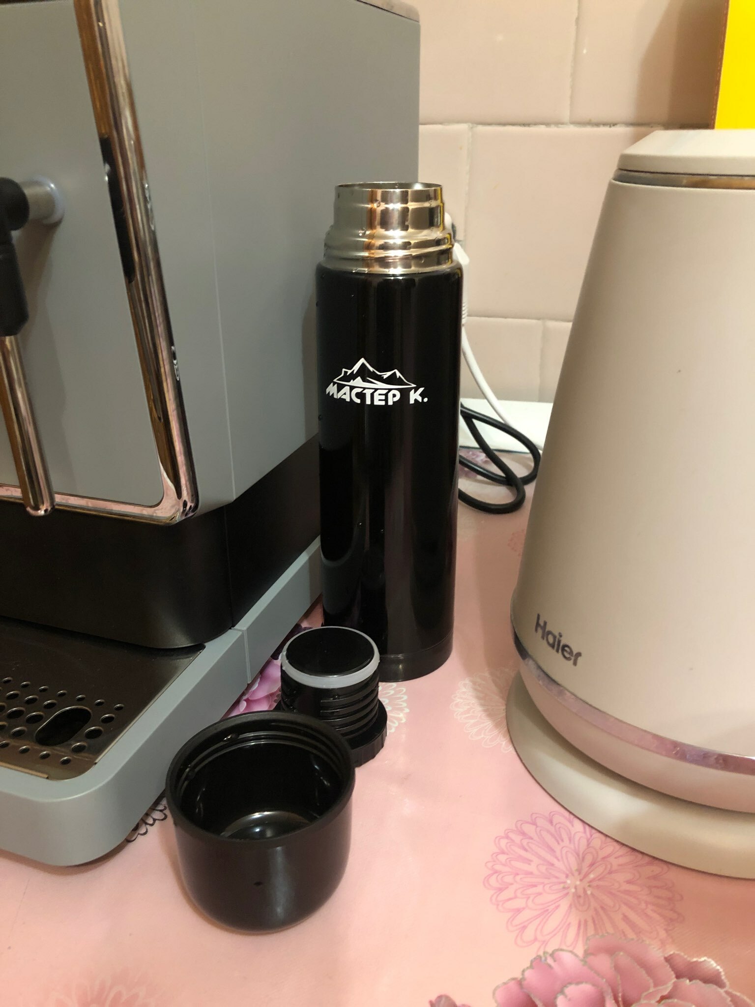 Фотография покупателя товара Термос гильза Мастер К, 500 мл, 25×7 см, с кружкой, сохраняет тепло 24 ч, нержавеющая сталь, чёрный - Фото 1