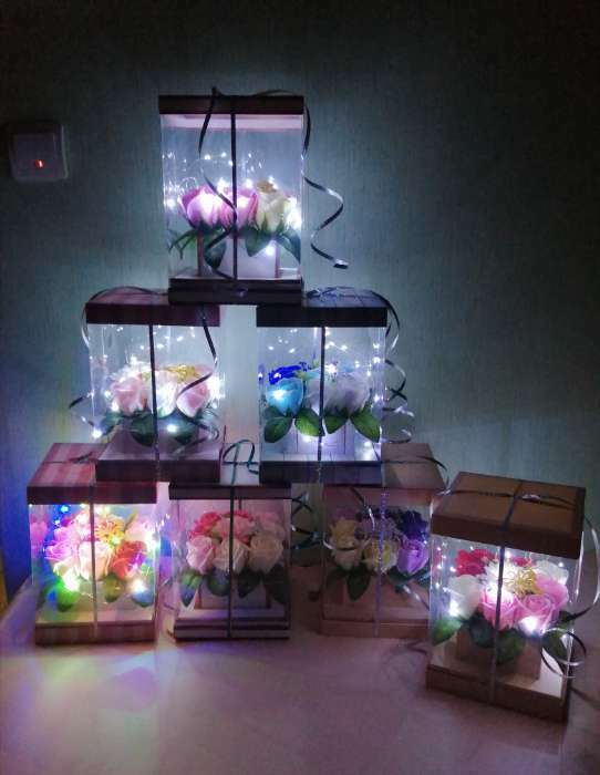 Фотография покупателя товара Коробка для цветов с вазой и PVC окнами складная, бронза, 16 х 23 х 16 см