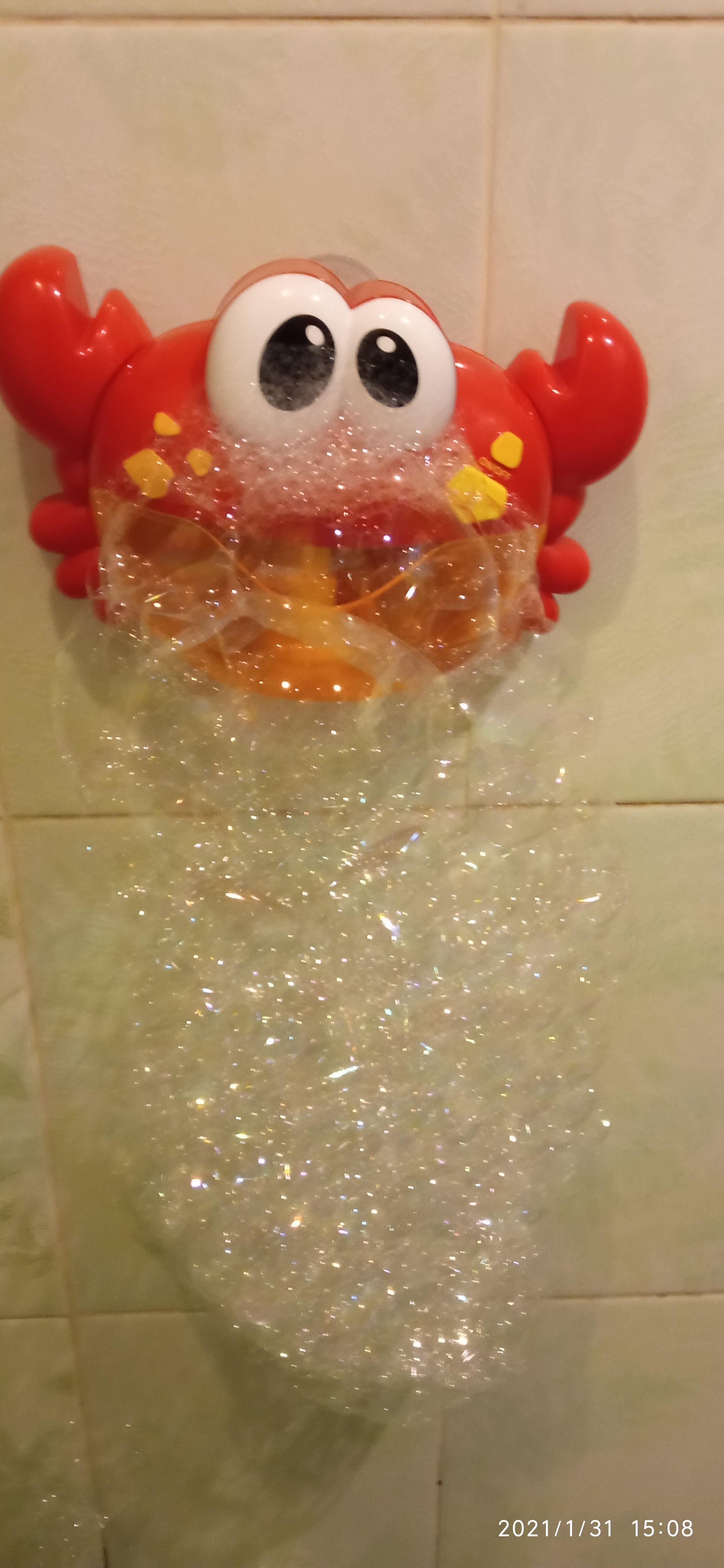 Фотография покупателя товара Игрушка для ванны «Крабик», пузыри, на присоске - Фото 1