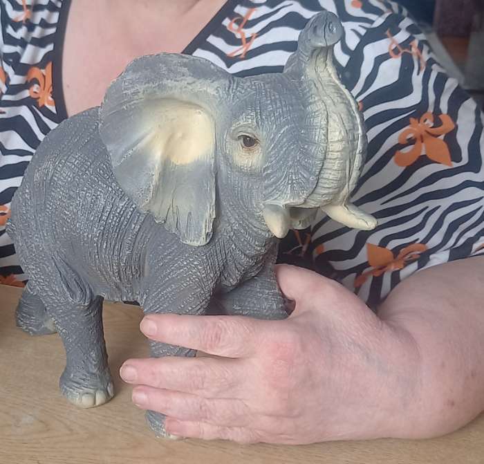 Фотография покупателя товара Фигура "Слон" серый, 28х29х15см - Фото 2
