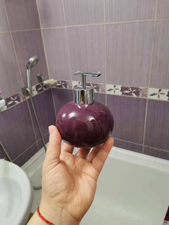 Фотография покупателя товара Дозатор для жидкого мыла Доляна «Карамель», 350 мл, цвет фиолетовый - Фото 1