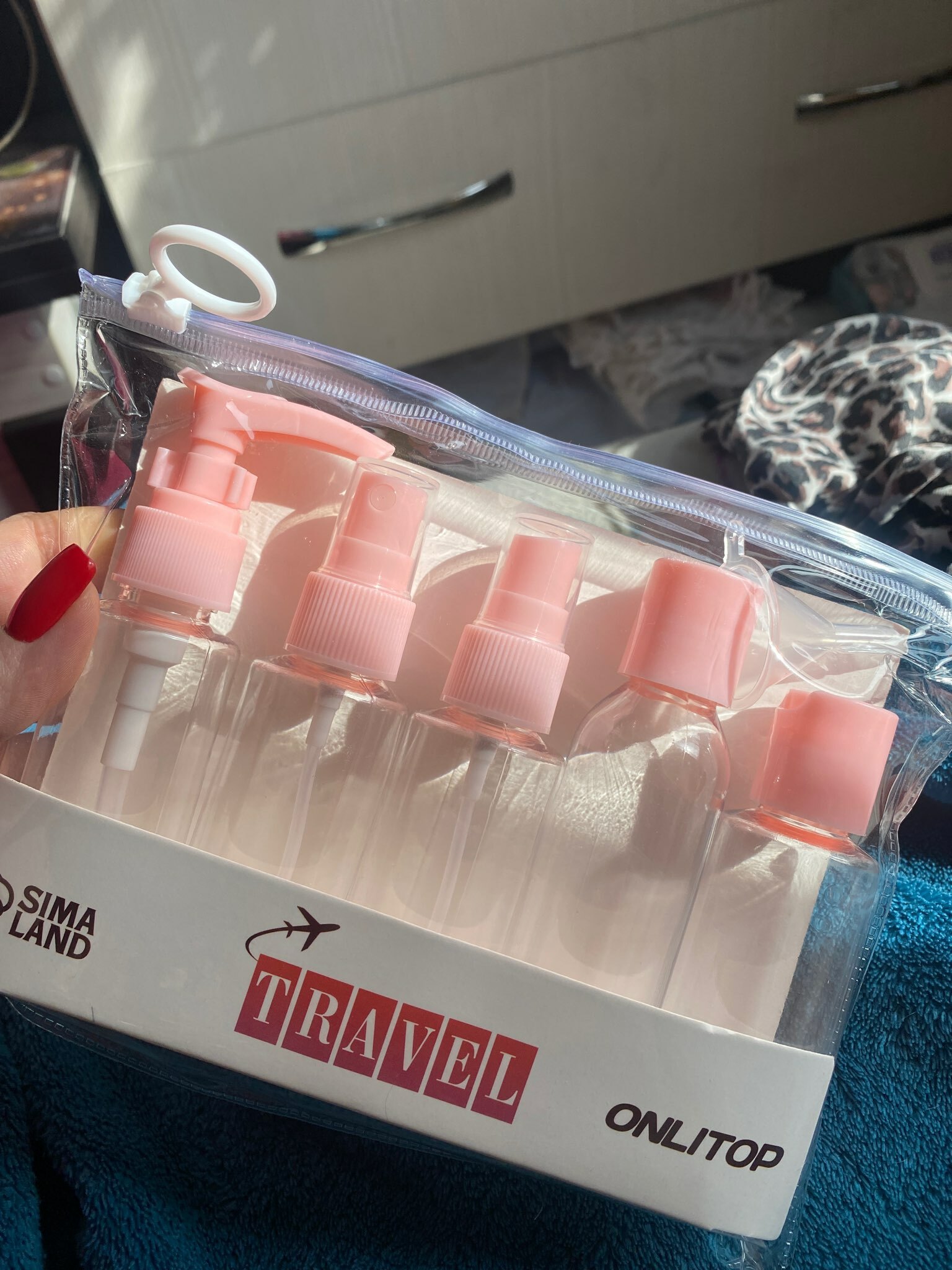 Фотография покупателя товара Набор для хранения, в чехле, 6 предметов, розовый, прозрачный - Фото 4