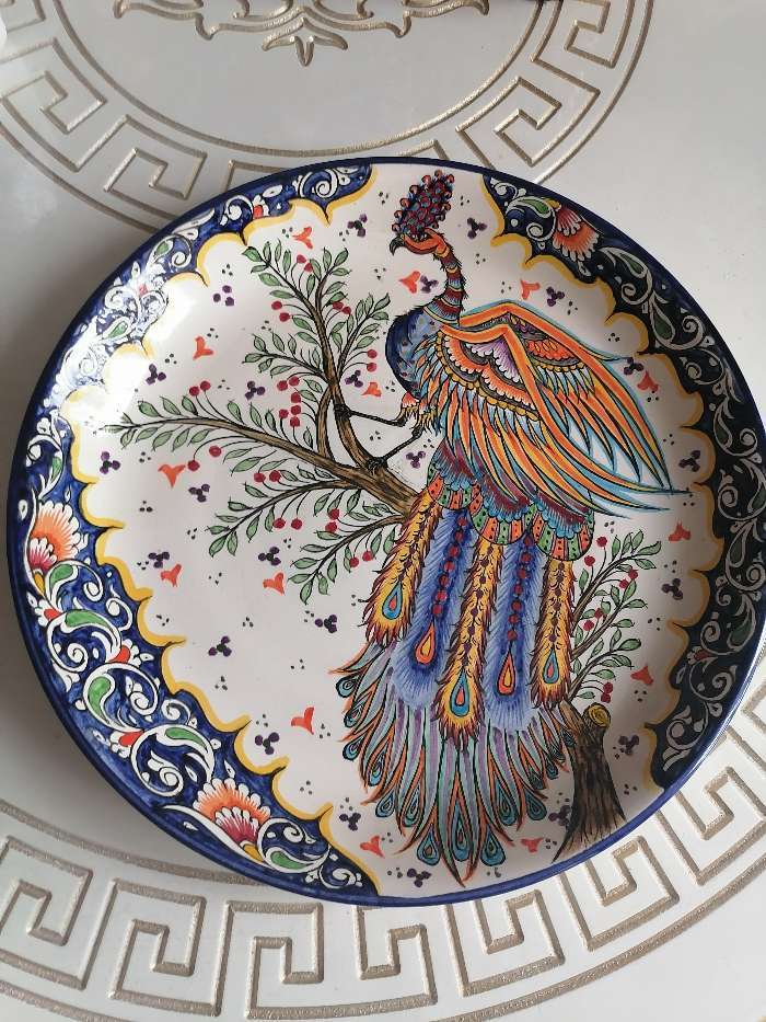 Фотография покупателя товара Ляган Риштанская Керамика "Жар-птица", 36 см, микс - Фото 1