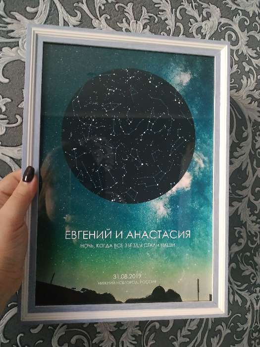 Фотография покупателя товара Фоторамка для фото формат А4 «Белая с сиренью», пластик, 32.7×23.7 см - Фото 1