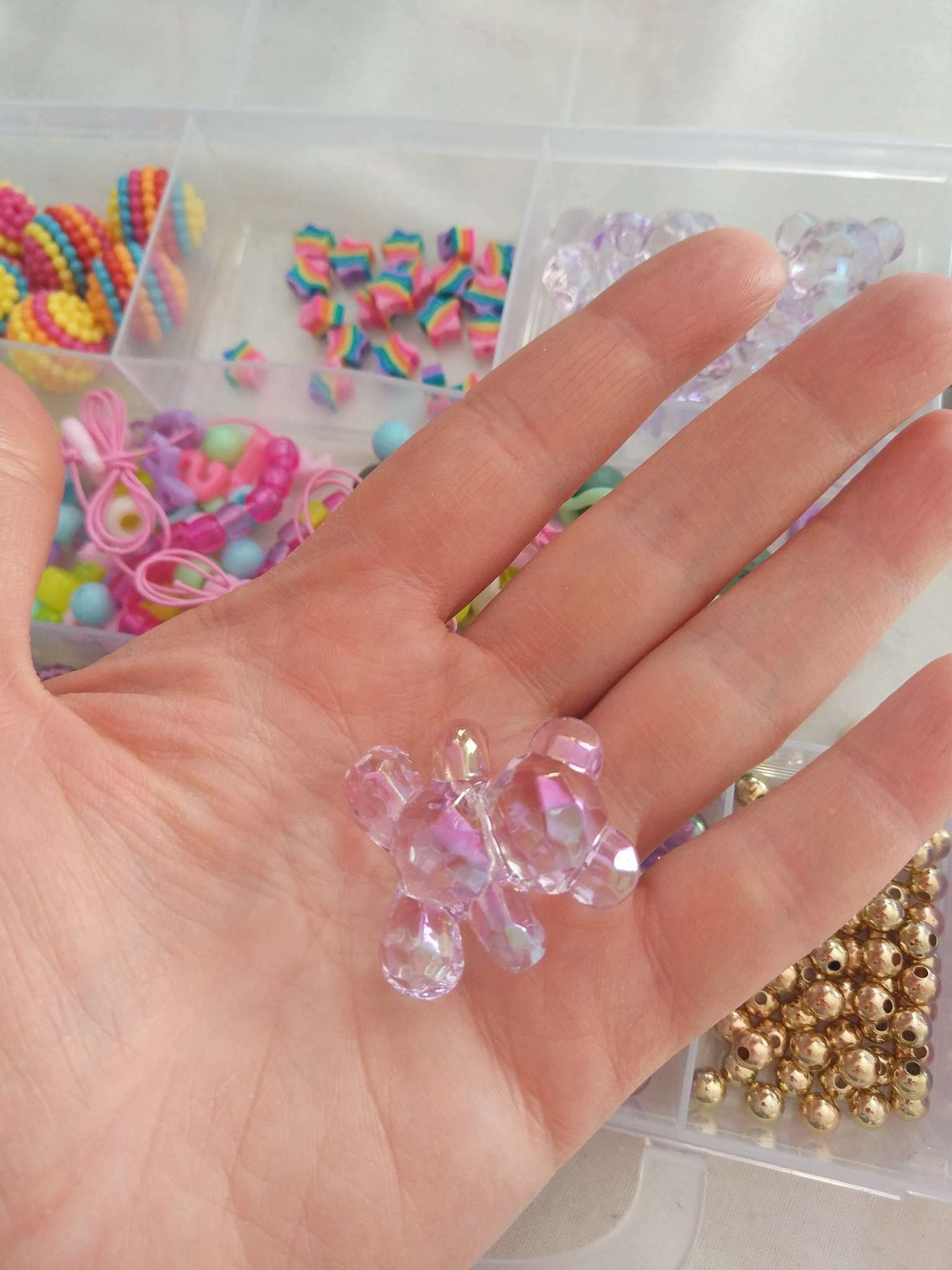 Фотография покупателя товара Бусина пластик для творчества "Мишка" розовая 3,1х3х1,5 см - Фото 2