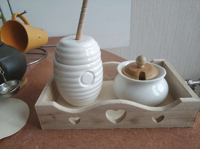 Фотография покупателя товара Сахарница BellaTenero, 170 мл, с ложкой, на деревянной подставке, фарфор, белая - Фото 8