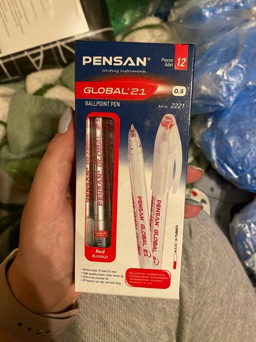 Фотография покупателя товара Ручка шариковая масляная Pensan Global-21, узел 0.5 мм, чернила красные - Фото 1