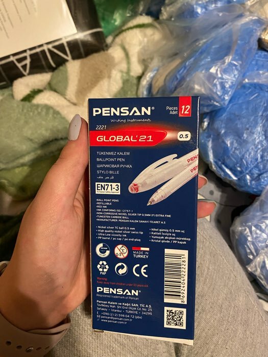 Фотография покупателя товара Ручка шариковая масляная Pensan Global-21, узел 0.5 мм, чернила красные - Фото 2