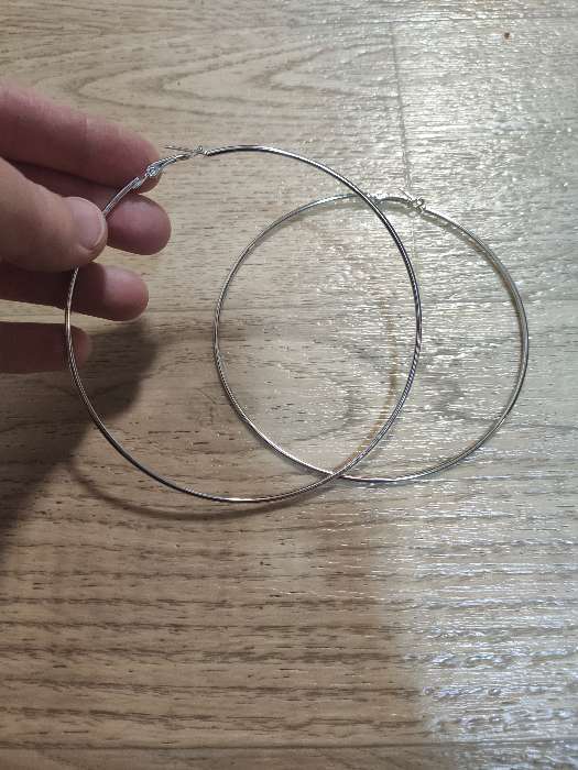 Фотография покупателя товара Серьги кольца "Классика" d=10 см, цвет серебро - Фото 4