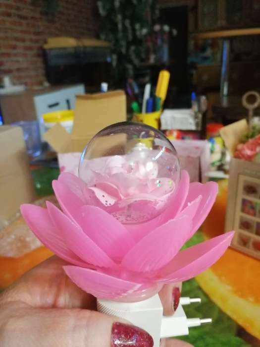 Фотография покупателя товара Ночник "Розовый цветок" LED 8х8х12 см RISALUX - Фото 4