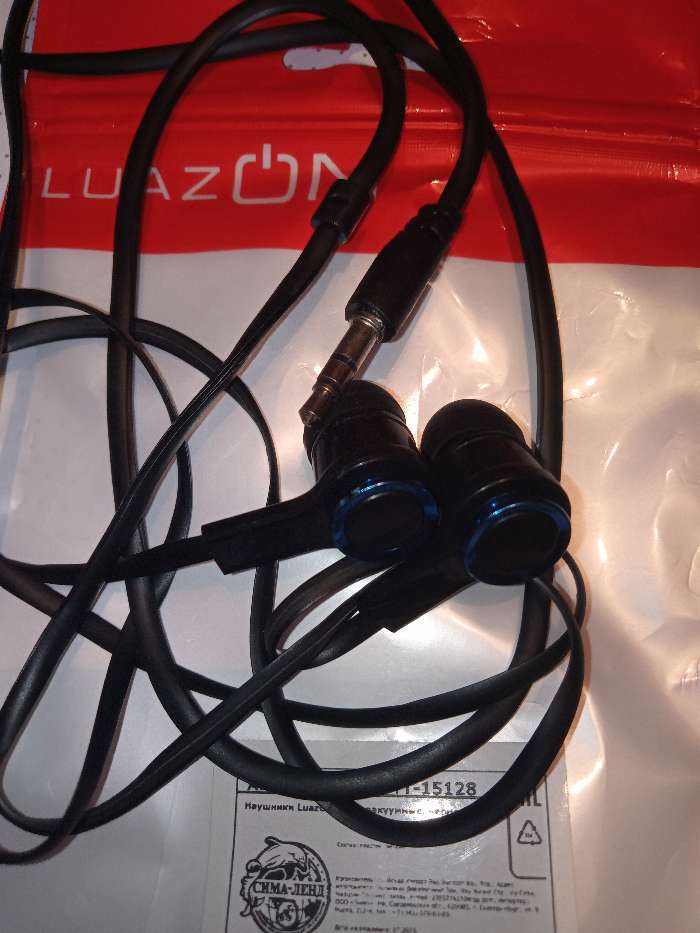 Фотография покупателя товара Наушники LuazON LN-5, вакуумные, чёрно-синие