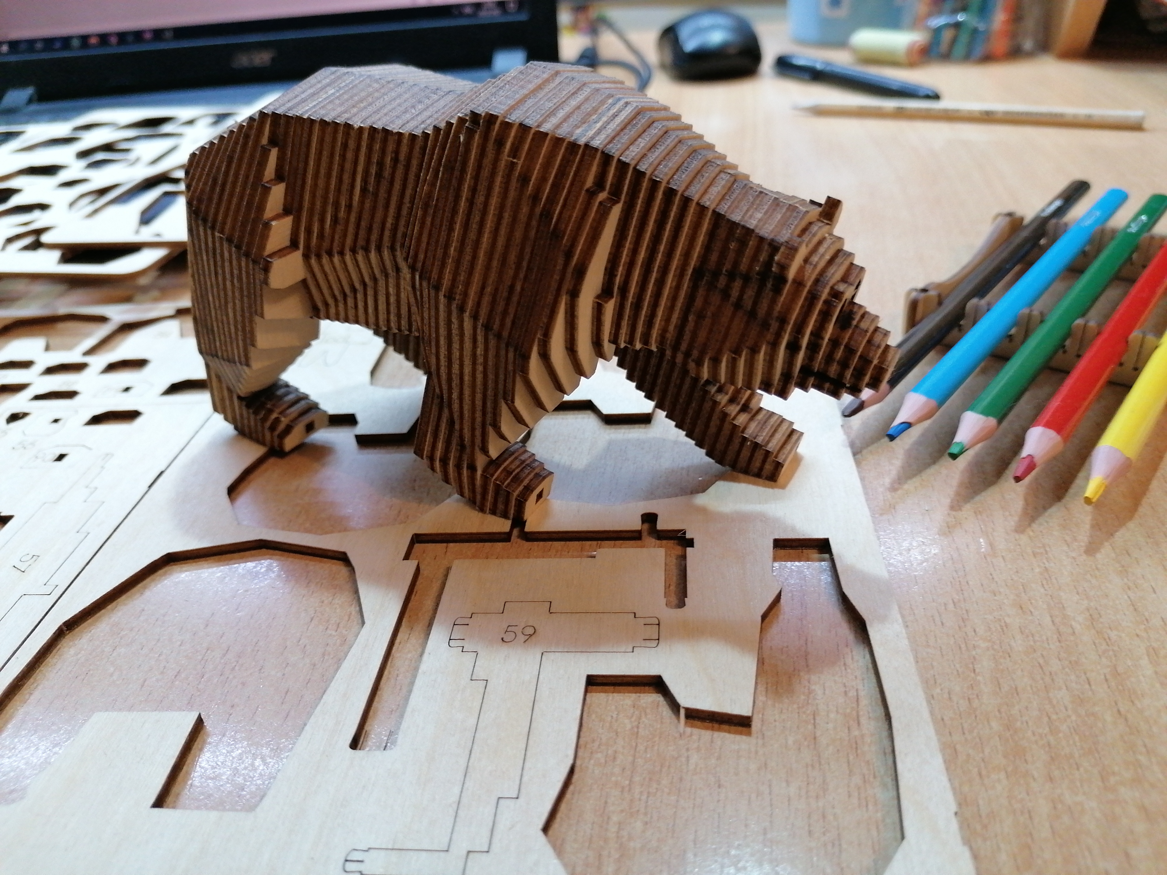 Фотография покупателя товара Деревянный конструктор "Медведь", с набором карандашей - Фото 2