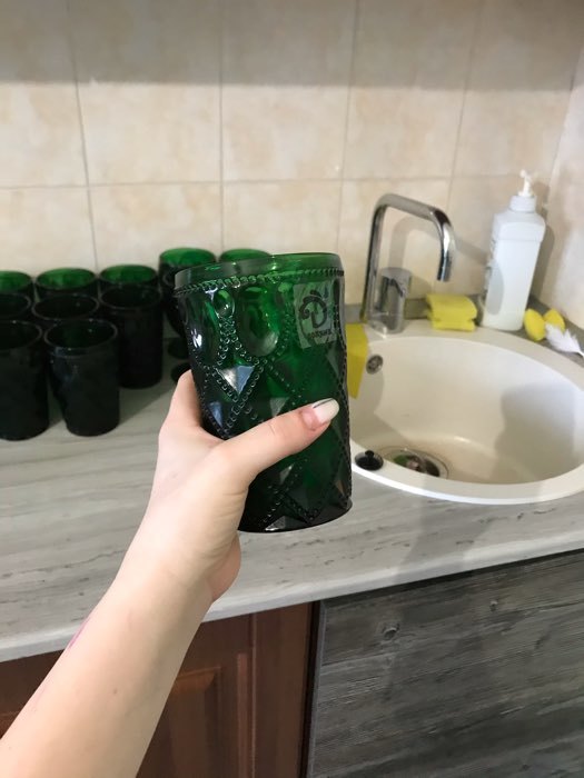 Фотография покупателя товара Набор стаканов стеклянных Magistro «Варьете», 465 мл, 8,5×14 см, 6 шт, цвет зелёный - Фото 1