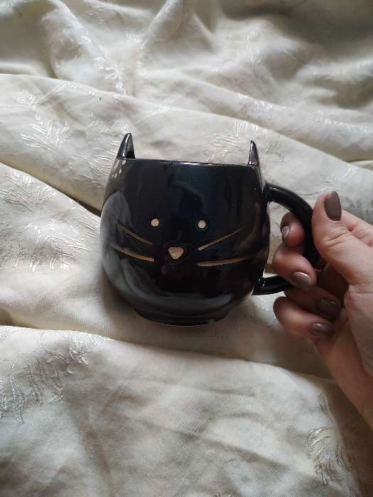 Фотография покупателя товара Кружка "Кошка", чёрная, 0.45 л - Фото 1