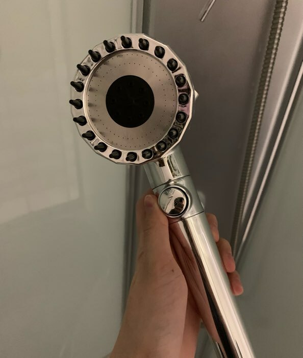 Фотография покупателя товара Лейка для душа ZEIN Z3551, d=80 мм, 3 режима, с массажными зубчиками, кнопка «стоп», хром - Фото 1