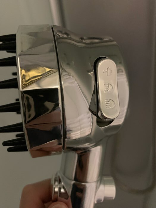 Фотография покупателя товара Лейка для душа ZEIN Z3551, d=80 мм, 3 режима, с массажными зубчиками, кнопка «стоп», хром - Фото 3