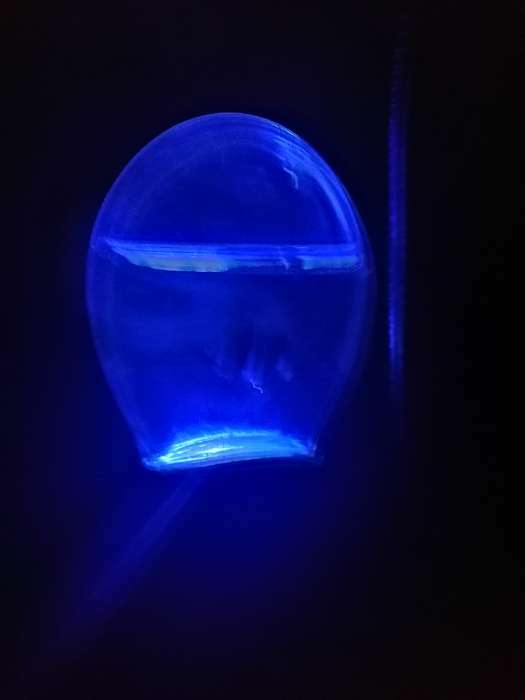 Фотография покупателя товара Ночник "Кроха" 0,3W (датчик освещенности) LED серебро/голубой