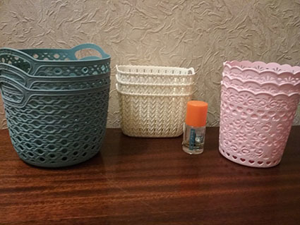 Фотография покупателя товара Корзинка пластиковая для хранения «Петельки», 12,5×12,5×10,5 см, цвет МИКС