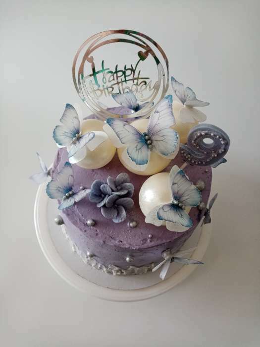 Фотография покупателя товара Топпер "Happy Birthday", круг с сердечками, серебро, Дарим Красиво - Фото 1