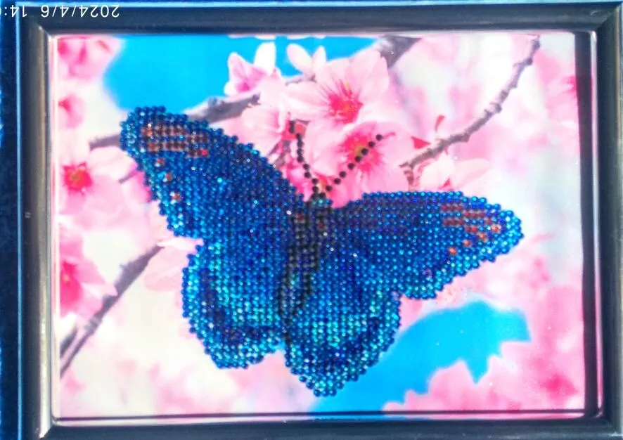 Фотография покупателя товара Алмазная мозаика с частичным заполнением на холсте «Бабочка», 15×21 см - Фото 1