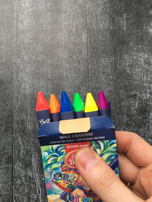 Фотография покупателя товара Восковые мелки 6 цветов, трёхгранные, Artberry, Neon Jumbo