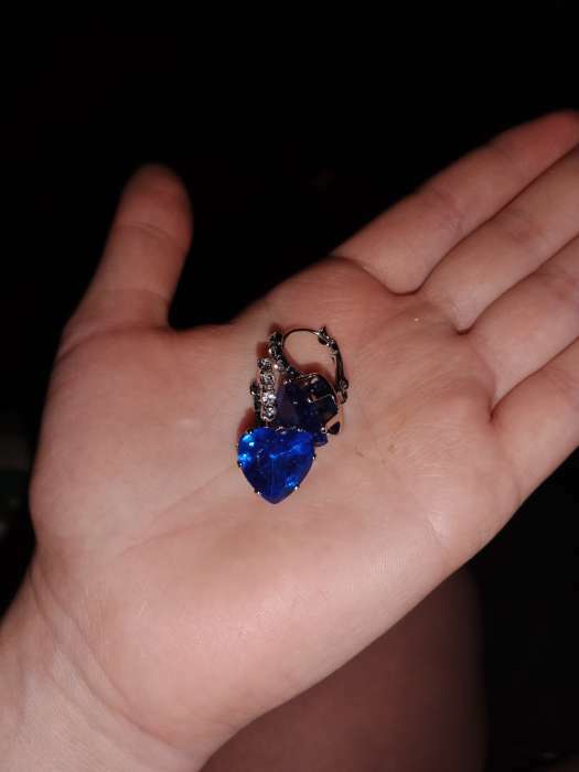 Фотография покупателя товара Серьги со стразами «Сердце» мерцание, розовые в серебре - Фото 1