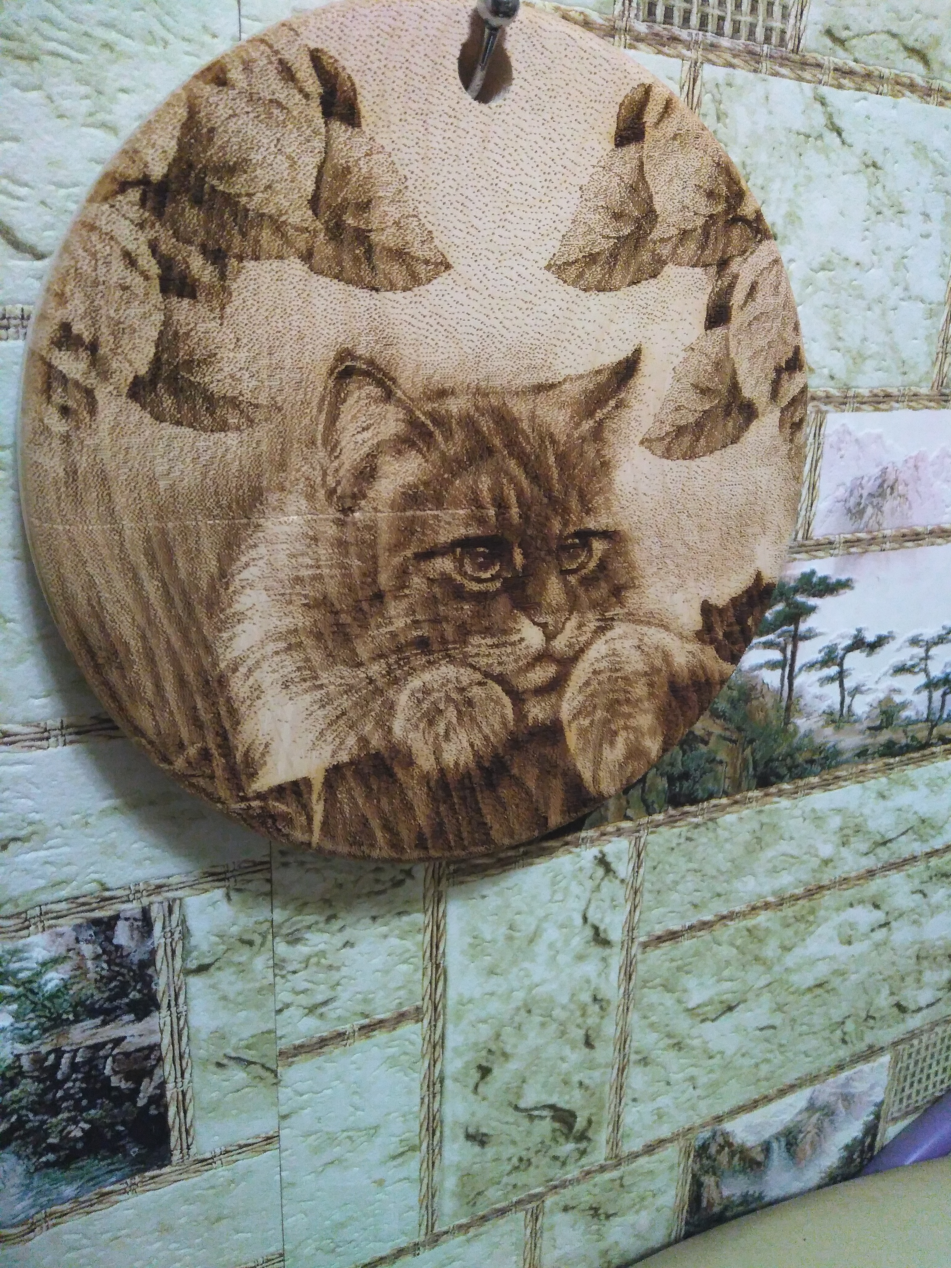 Фотография покупателя товара Доска из массива кедра «Кошка», круглая, 18 × 18 см №187