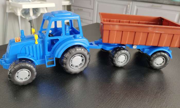 Фотография покупателя товара Трактор с прицепом №1, цвет синий (в сеточке) - Фото 1